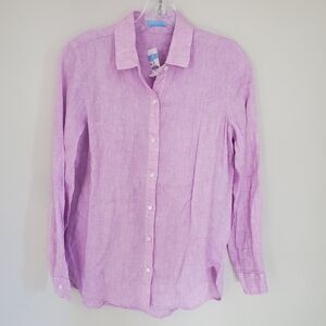 J. McLaughlin Orchid Purple 100% Linen Britt Button Down Top Shirt Blouse XS
